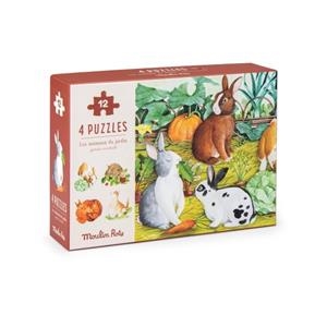 CAIXA AMB 4 MINI PUZZLES ELS ANIMALS DEL JARDI | 3575677124498 | MOULIN ROTY | Llibreria La Gralla | Librería online de Granollers