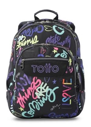 MOTXILLA TOTTO MORRAL RAYOL NEGRA LLETRES COLORS | 7704682201955 | MA04ECO002-2616N-7EZ | Llibreria La Gralla | Librería online de Granollers