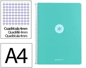 LLIBRETA A4 ANTARTIK ESPIRAL QUADRICULA 4X4 TD 80F 90 GR BLAU MENTA | 8423473140592 | 175031 | Llibreria La Gralla | Llibreria online de Granollers