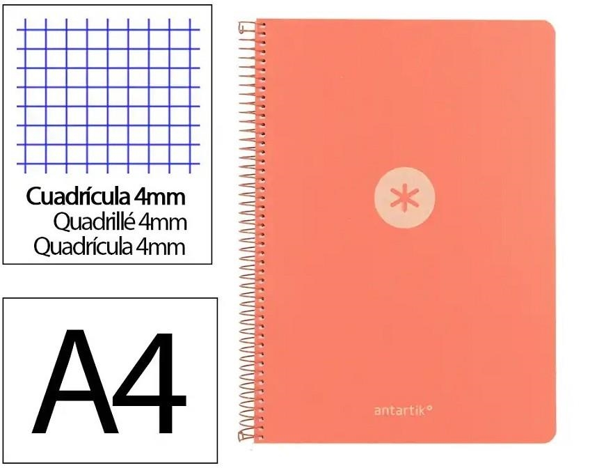 LLIBRETA A4 ANTARTIK ESPIRAL QUADRICULA 4X4 TD 80F 90 GR ROSA CORAL | 8423473140578 | 175029 | Llibreria La Gralla | Llibreria online de Granollers