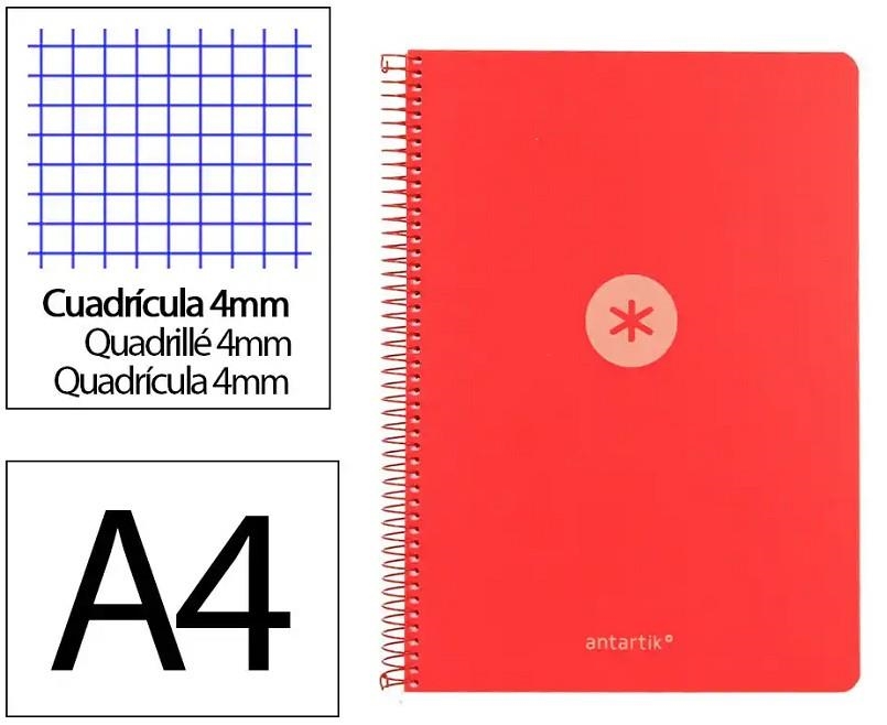 LLIBRETA A4 ANTARTIK ESPIRAL QUADRICULA 4X4 TD 80F 90 GR VERMELL | 8423473140615 | 175033 | Llibreria La Gralla | Llibreria online de Granollers