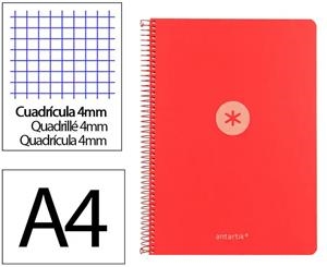 LLIBRETA A4 ANTARTIK ESPIRAL QUADRICULA 4X4 TD 80F 90 GR VERMELL | 8423473140615 | 175033 | Llibreria La Gralla | Llibreria online de Granollers