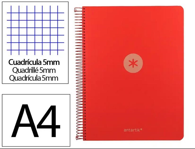 LLIBRETA A4 ANTARTIK 5 COLORS ESPIRAL QUADRICULA 5X5 TD 120F 90 GR VERMELL | 8423473140684 | 175040 | Llibreria La Gralla | Llibreria online de Granollers
