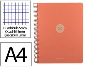 LLIBRETA A4 ANTARTIK 5 COLORS ESPIRAL QUADRICULA 5X5 TD 120F 90 GR ROSA CORAL | 8423473140646 | 175036 | Llibreria La Gralla | Llibreria online de Granollers