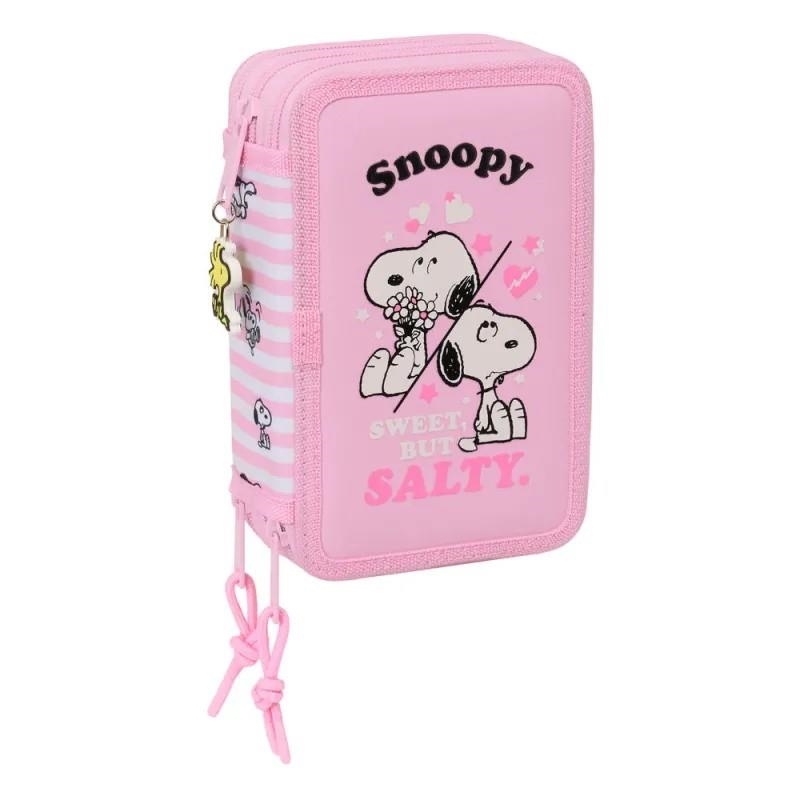 PLUMIER TRIPLE SNOOPY PEANUTS RATLLES ROSA | 8412688649044 | SAF41266857 | Llibreria La Gralla | Librería online de Granollers