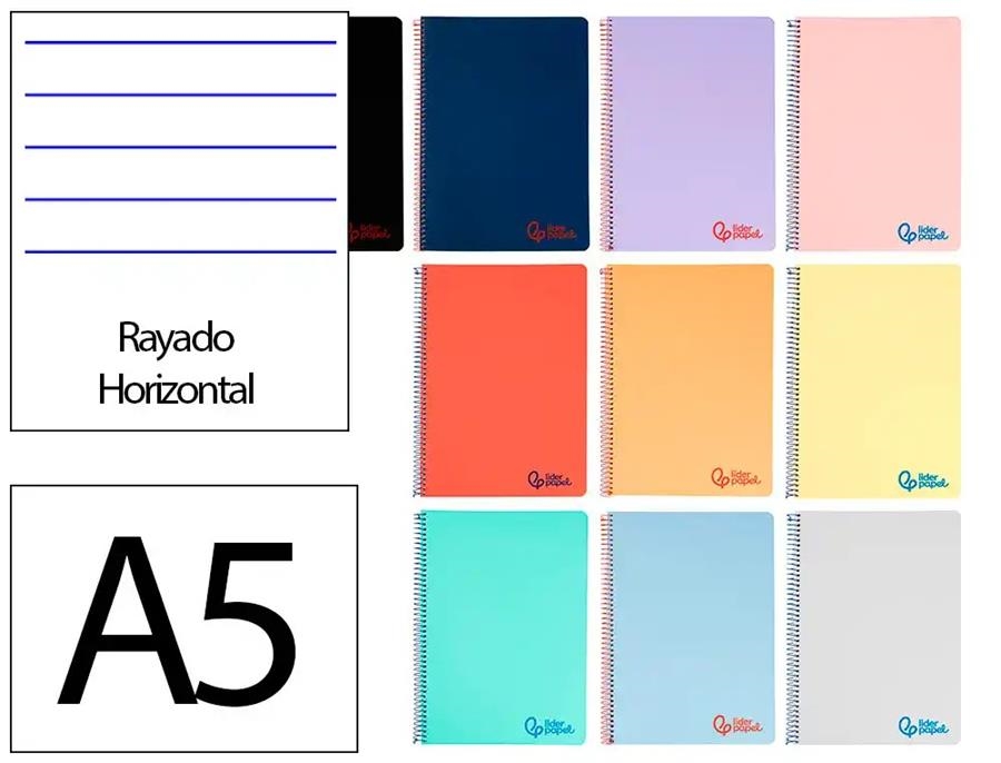 LLIBRETA A5 LIDERPAPEL RATLLES ESPIRAL 90 GR 80H PLASTIC COLORS | 8423473895805 | 9228 | Llibreria La Gralla | Librería online de Granollers