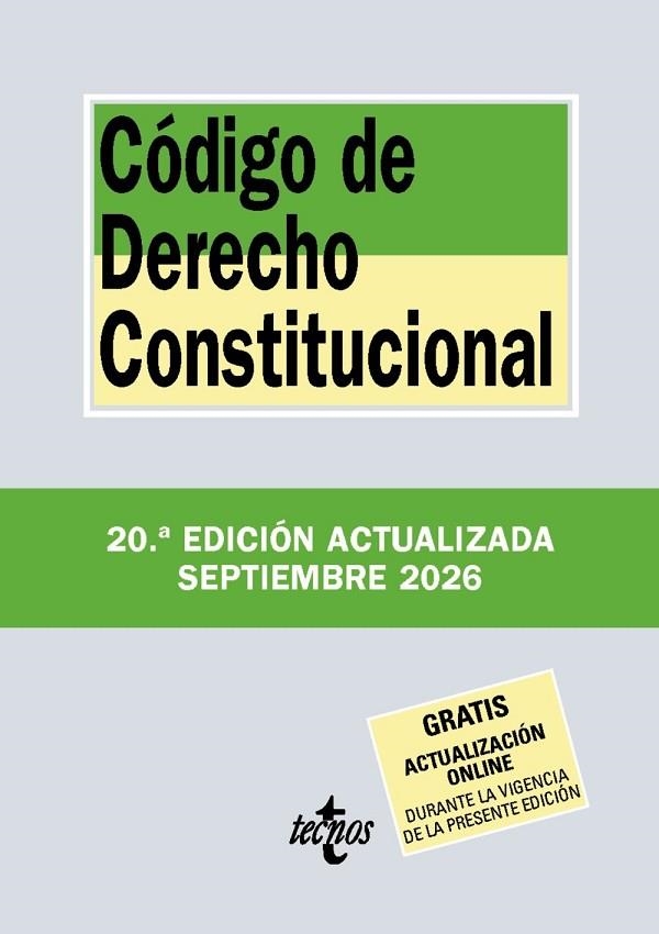 CÓDIGO DE DERECHO CONSTITUCIONAL (ED. 2026) | 9788430994472 | EDITORIAL TECNOS | Llibreria La Gralla | Librería online de Granollers