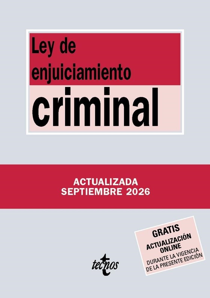 LEY DE ENJUICIAMIENTO CRIMINAL (ED. 2026) | 9788430994533 | EDITORIAL TECNOS | Llibreria La Gralla | Librería online de Granollers
