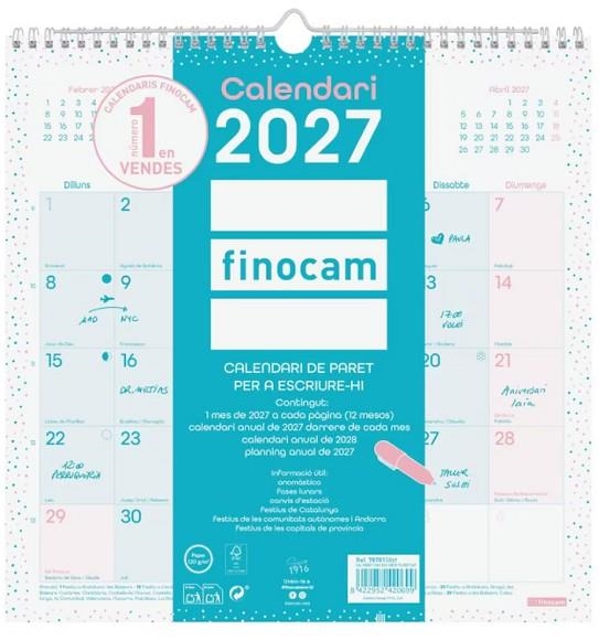 CALENDARI 2027 FINOCAM PARET CHIC ESCRIURE TURQUESA | 8422952420699 | 787015827 | Llibreria La Gralla | Llibreria online de Granollers