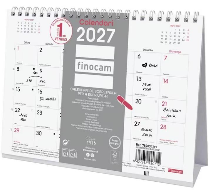 CALENDARI 2027 SOBRETAULA CHIC ESCRIURE BLANC | 8422952420712 | 787037327 | Llibreria La Gralla | Llibreria online de Granollers