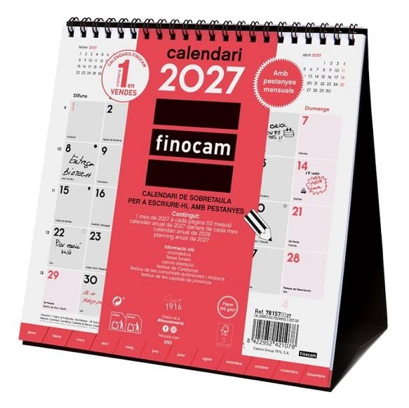 CALENDARI 2027 FINOCAM S SOBRETAULA AMB PESTANYES ESCRIURE | 8422952421078 | 781570027 | Llibreria La Gralla | Llibreria online de Granollers