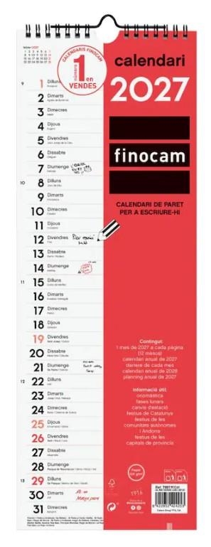 CALENDARI 2027 FINOCAM PARET LLARG ESCRIURE | 8422952424253 | 780190027 | Llibreria La Gralla | Librería online de Granollers