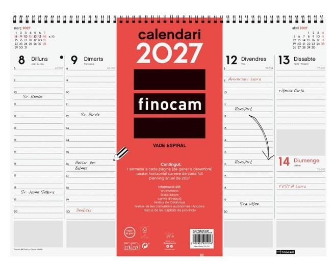 CALENDARI 2027 FINOCAM VADE SOBRETAULA SVV | 8422952421016 | 780270027 | Llibreria La Gralla | Llibreria online de Granollers