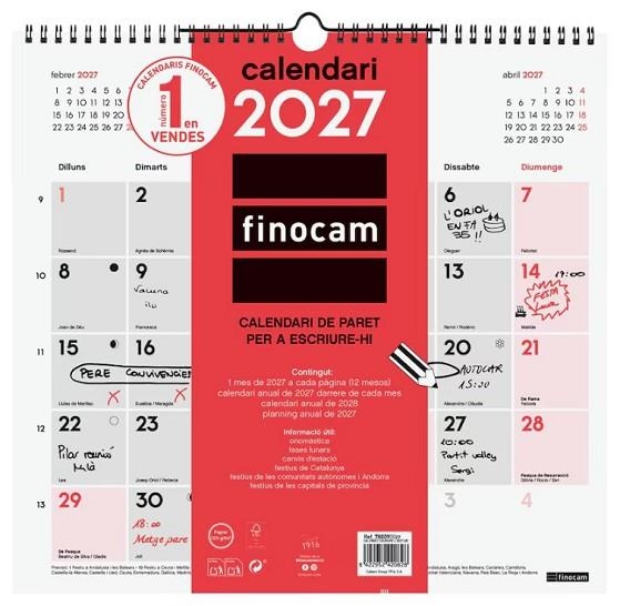 CALENDARI 2027 FINOCAM L PARET ESCRIURE | 8422952420828 | 780090027 | Llibreria La Gralla | Llibreria online de Granollers