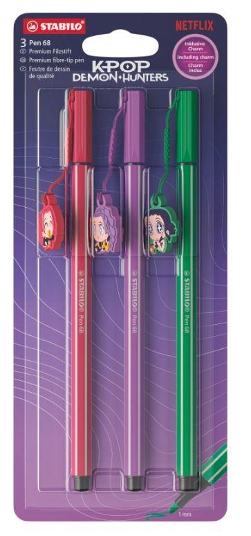 SET RETOLADOR STABILO PEN 68 KPOP DEMON HUNTERS 3 UN VERMELL LILA VERD | 4006381632492 | 6803-1-1 | Llibreria La Gralla | Llibreria online de Granollers